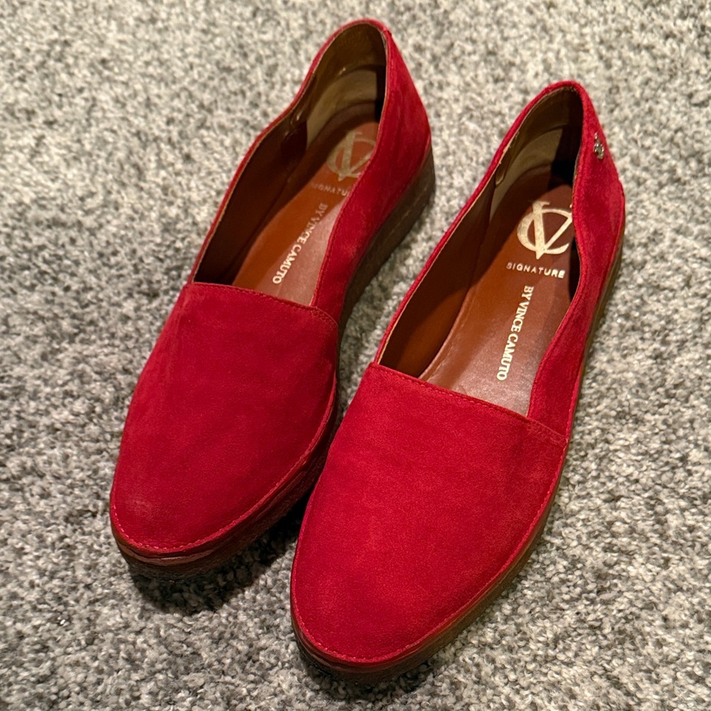 Vince Camuto Signature Red Suede Loafers